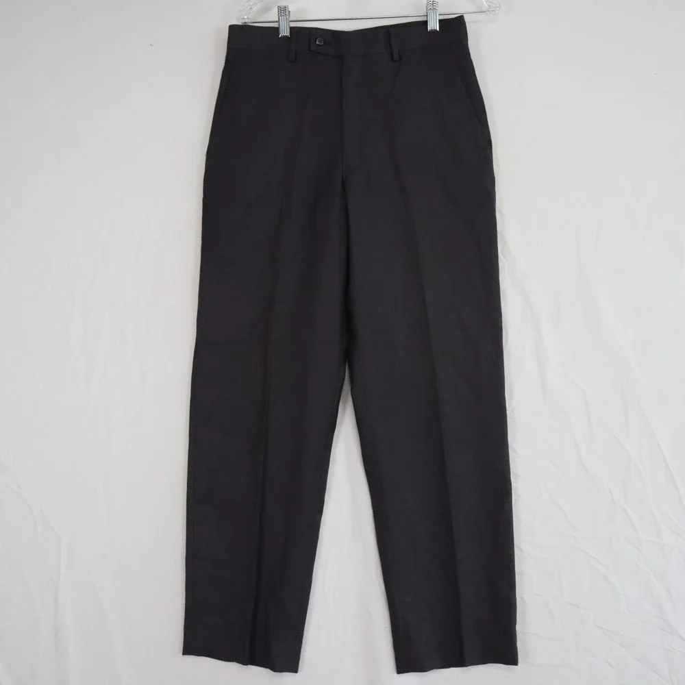 JF J Ferrar Pants Mens 30x30 Dress Slacks Suit Formal Flat Front Dark Gray‎